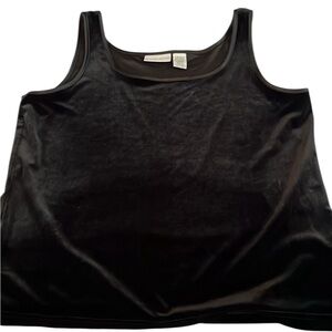 Jaclyn Smith large black velour tank top / camisole velvet like